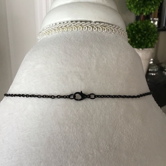 LAST 1! Black Floral Cabochon Pendant Necklace Romantic Cottagecore 18” Rose NEW - Picture 7 of 10